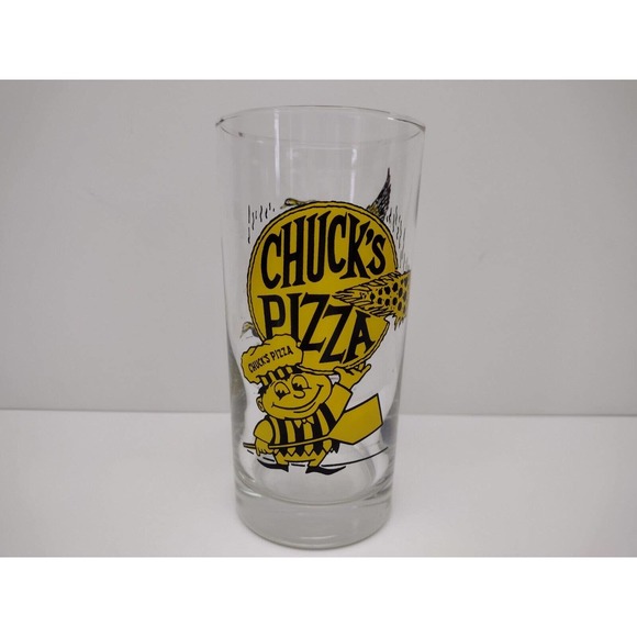 Vintage Chuck's Pizza Glass Yellow‎ Ducks - Picture 1 of 6